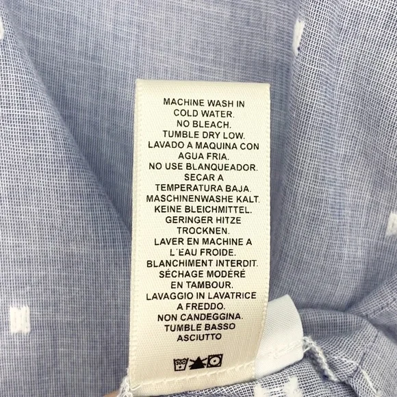 Anthropologie Cloth and Stone Clip Dot Button Down Short Sleeve Tie Front Top - Picture 9 of 10